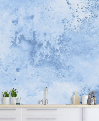 light blue watercolour wallpaper mural called Blue Watercolour for kitchens, living rooms and bedrooms