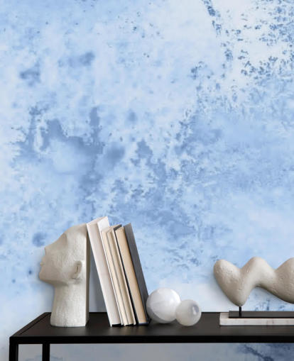light blue watercolor wallpaper mural called Blue Watercolor for kitchens, living rooms and bedrooms
