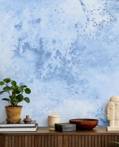 light blue watercolor wallpaper mural called Blue Watercolor for kitchens, living rooms and bedrooms