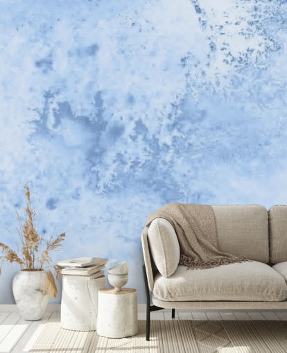 mural de papel pintado de acuarela azul claro llamado Acuarela azul para cocinas, salas de estar y dormitorios