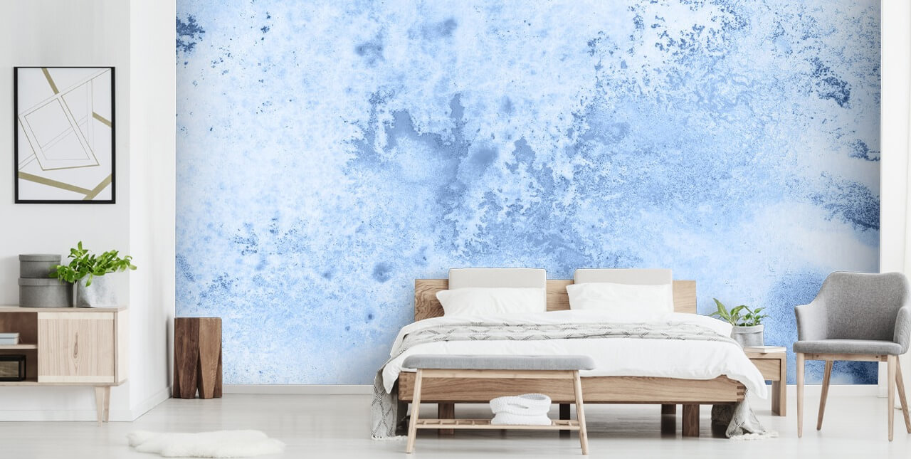 hellblaue Aquarelltapete namens Blue Watercolour für Küchen, Wohn- und Schlafzimmer