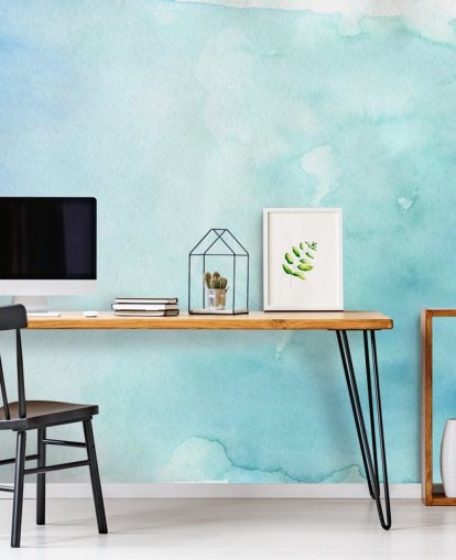 Papel pintado de acuarela azul y blanco suave Papel pintado de acuarela azul y blanco suave