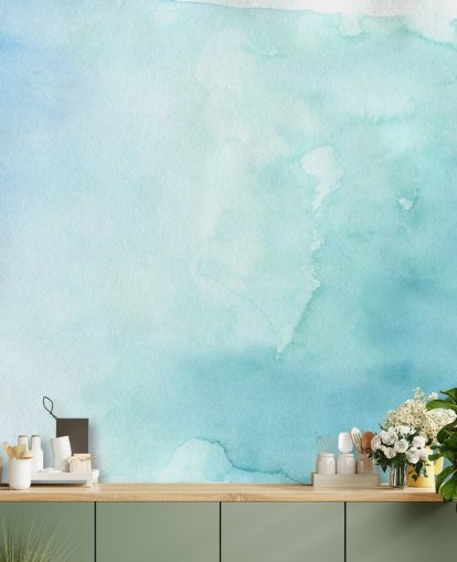 Weiche blaue und weiße Aquarelltapete 