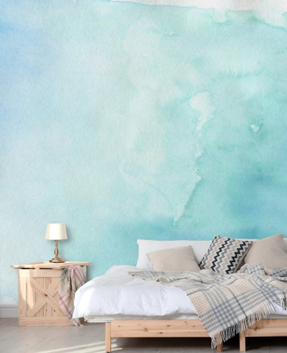 Papel de parede de aquarela azul e branco suave 