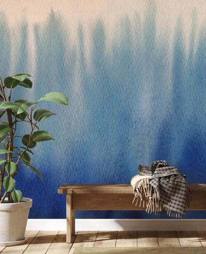 Papel Pintado Acuarela Líneas Azules