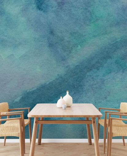 turquoise wallpaper mural called Abstract Turquoise Watercolor for living rooms, bathrooms and bedrooms