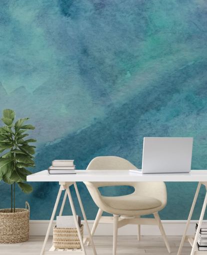 turquoise wallpaper mural called Abstract Turquoise Watercolor for living rooms, bathrooms and bedrooms
