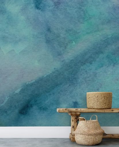 turquoise wallpaper mural called Abstract Turquoise Watercolor for living rooms, bathrooms and bedrooms