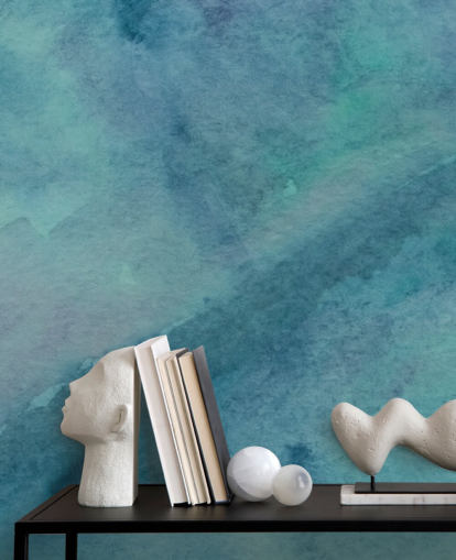 turquoise wallpaper mural called Abstract Turquoise Watercolor for living rooms, bathrooms and bedrooms turquoise wallpaper mural called Abstract Turquoise Watercolor for living rooms, bathrooms and bedrooms