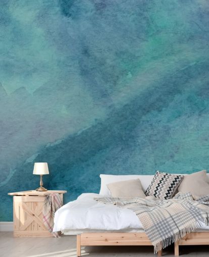 turquoise muurschildering genaamd Abstract Turquoise Watercolor voor woonkamers, badkamers en slaapkamers turquoise muurschildering genaamd Abstract Turquoise Watercolor voor woonkamers, badkamers en slaapkamers