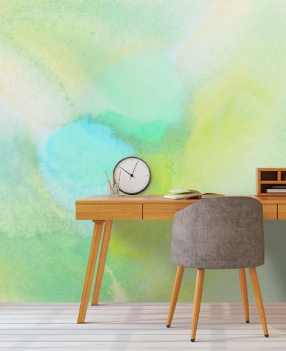 mural de papel pintado de acuarela amarillo y verde llamado Acuarela amarilla y verde para dormitorios, salas de estar y cocinas mural de papel pintado de acuarela amarillo y verde llamado Acuarela amarilla y verde para dormitorios, salas de estar y cocinas