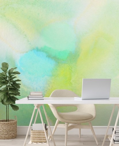 yellow and green watercolor wallpaper mural called Yellow and Green Watercolor for bedrooms, living rooms and kitchens