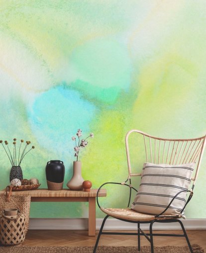 mural de papel pintado de acuarela amarillo y verde llamado Acuarela amarilla y verde para dormitorios, salas de estar y cocinas mural de papel pintado de acuarela amarillo y verde llamado Acuarela amarilla y verde para dormitorios, salas de estar y cocinas