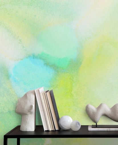 yellow and green watercolour wallpaper mural called Yellow and Green Watercolour for bedrooms, living rooms and kitchens