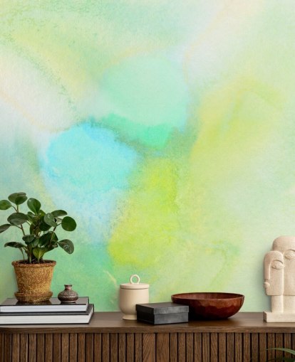 yellow and green watercolour wallpaper mural called Yellow and Green Watercolour for bedrooms, living rooms and kitchens