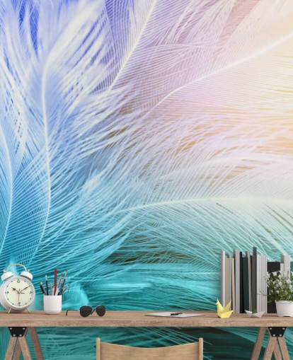 Papier peint plume bleu pastel, violet et rose Papier peint plume bleu pastel, violet et rose