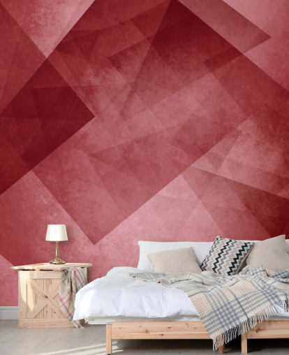 Rode driehoek geometrisch behang