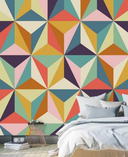 colorful customizable geometric wallpaper mural called Diamonds Geometric for bedrooms 