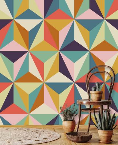 papier peint mural géométrique coloré personnalisable appelé Diamonds Geometric pour les chambres 