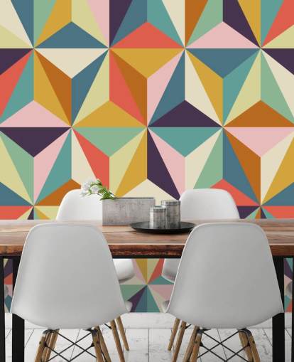 colorful customizable geometric wallpaper mural called Diamonds Geometric for bedrooms 