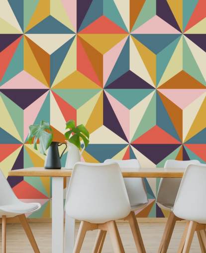 colorful customizable geometric wallpaper mural called Diamonds Geometric for bedrooms 