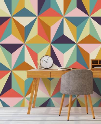 colourful customisable geometric wallpaper mural called Diamonds Geometric for bedrooms 