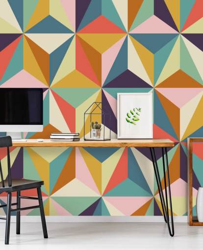 colorido mural de papel pintado geométrico personalizable llamado Diamonds Geometric para dormitorios colorido mural de papel pintado geométrico personalizable llamado Diamonds Geometric para dormitorios