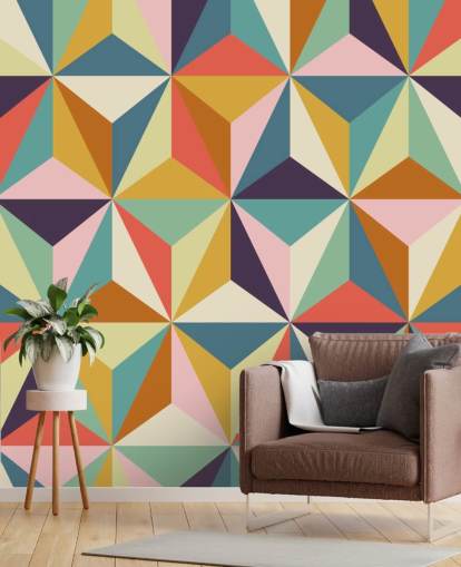 colorful customizable geometric wallpaper mural called Diamonds Geometric for bedrooms 