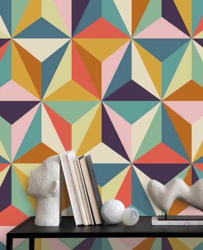 colorful customizable geometric wallpaper mural called Diamonds Geometric for bedrooms 