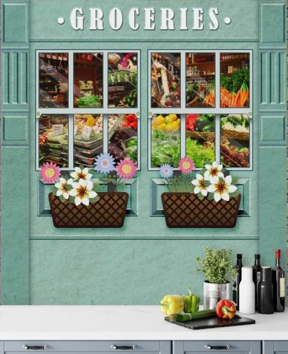 custom facade wallpaper mural called Groceries for care homes custom facade wallpaper mural called Groceries for care homes