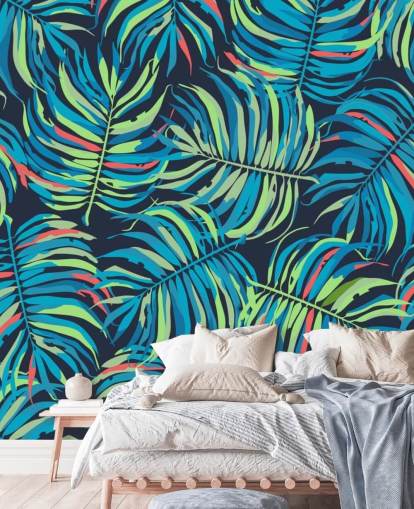 colourful tropical leaves pattern wallpaper