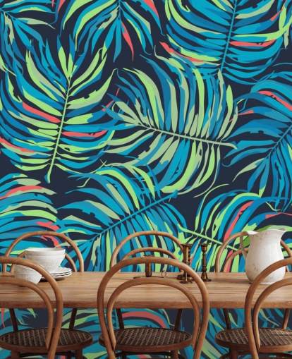 carta da parati variopinta foglie tropicali