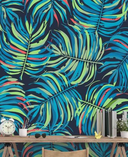 colourful tropical leaves pattern wallpaper