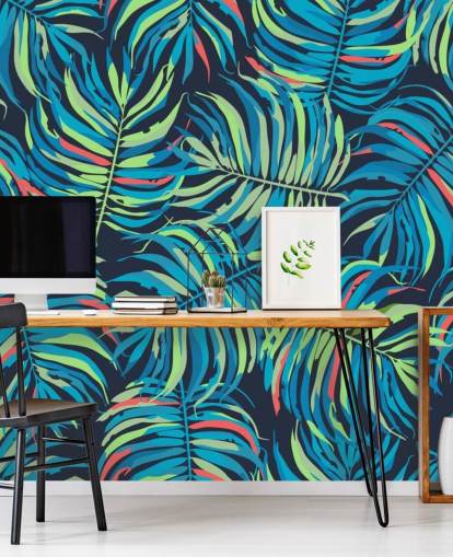 carta da parati variopinta foglie tropicali