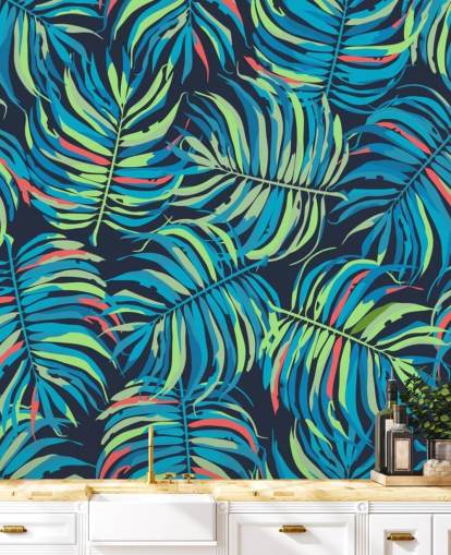 papier peint à motif de feuilles tropicales colorées