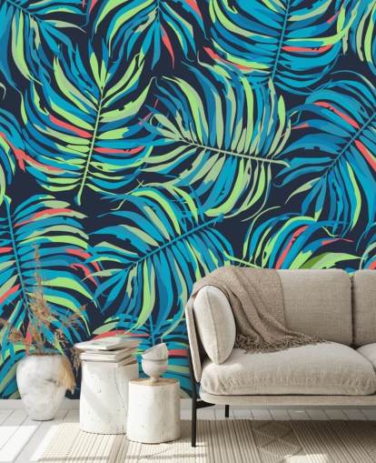 colourful tropical leaves pattern wallpaper