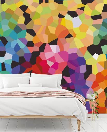 mural colorido de papel de parede abstrato personalizado chamado Fooling Around de Shandra Smith para escritórios