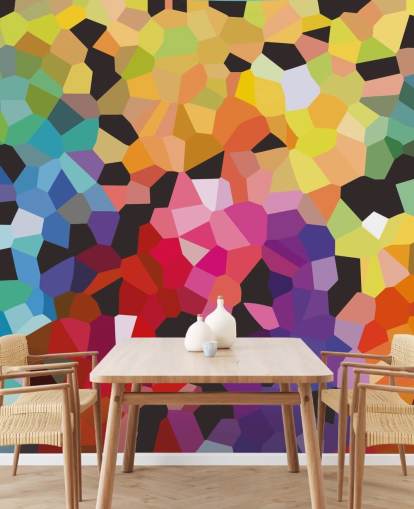 murale di carta da parati astratta personalizzato colorato chiamato Fooling Around di Shandra Smith per uffici