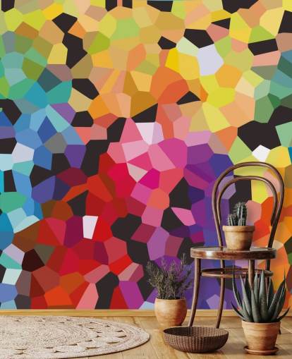 papier peint mural abstrait personnalisé coloré appelé Fooling Around par Shandra Smith pour les bureaux