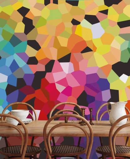 colorido mural de papel pintado abstracto personalizado llamado Fooling Around de Shandra Smith para oficinas