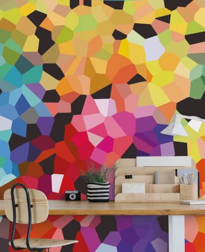 colorido mural de papel pintado abstracto personalizado llamado Fooling Around de Shandra Smith para oficinas