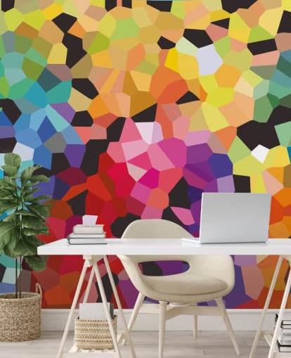 mural colorido de papel de parede abstrato personalizado chamado Fooling Around de Shandra Smith para escritórios