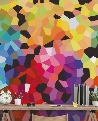 mural colorido de papel de parede abstrato personalizado chamado Fooling Around de Shandra Smith para escritórios