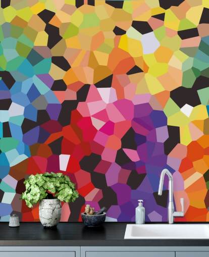 colorful custom abstract wallpaper mural called Fooling Around by Shandra Smith for offices