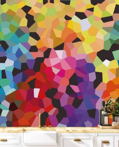 colourful custom abstract wallpaper mural called Fooling Around by Shandra Smith for offices