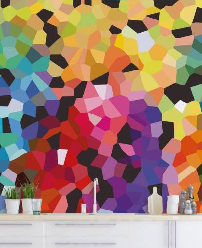 mural colorido de papel de parede abstrato personalizado chamado Fooling Around de Shandra Smith para escritórios