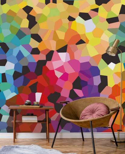 murale di carta da parati astratta personalizzato colorato chiamato Fooling Around di Shandra Smith per uffici