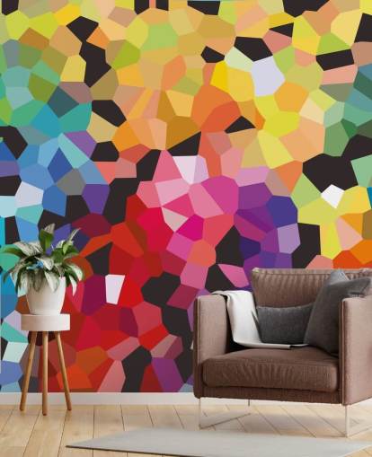 mural colorido de papel de parede abstrato personalizado chamado Fooling Around de Shandra Smith para escritórios