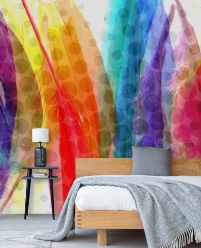Kleurrijke veren abstract behang