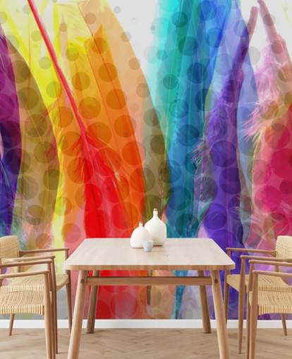 Papier peint abstrait plumes colorées